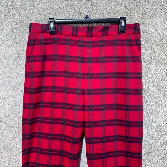 Banana Republic Hayden Pants Women's 12 Red Plaid High-Rise Comfort Stretch - Picture 3 of 13